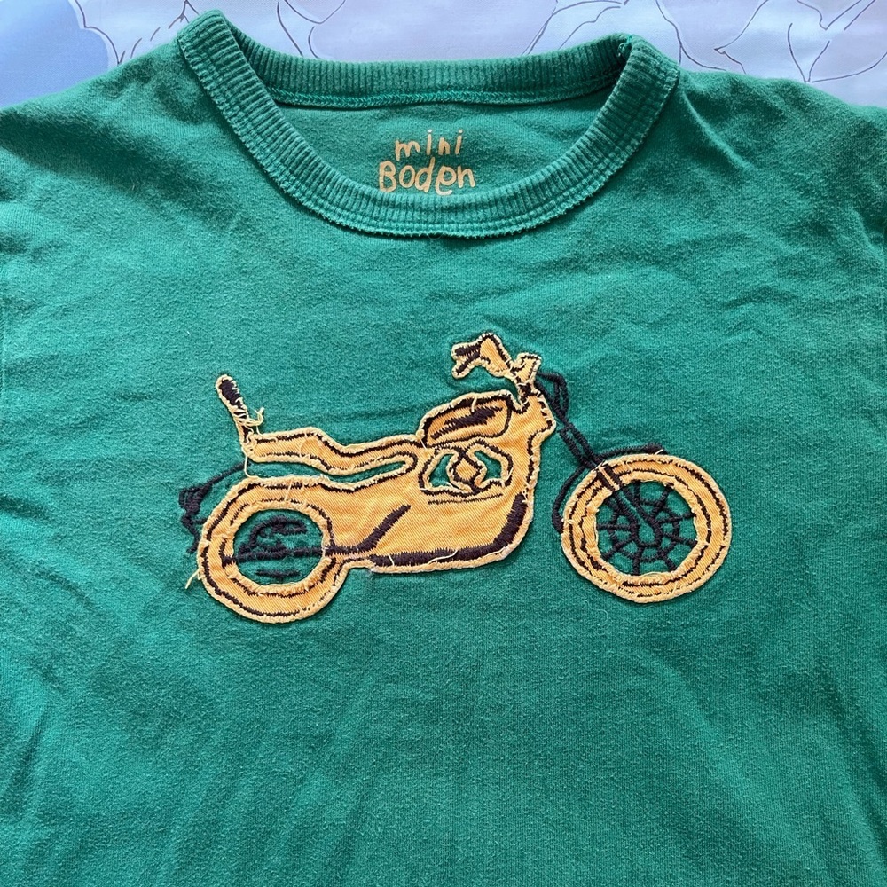 Boys Mini Boden 100% Cotton Motorcycle Long Sleeve T-Shirt - Picture 2 of 5